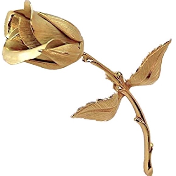 VTG GIOVANNI ROSE BROOCH COSTUME JEWELRY SIGNED